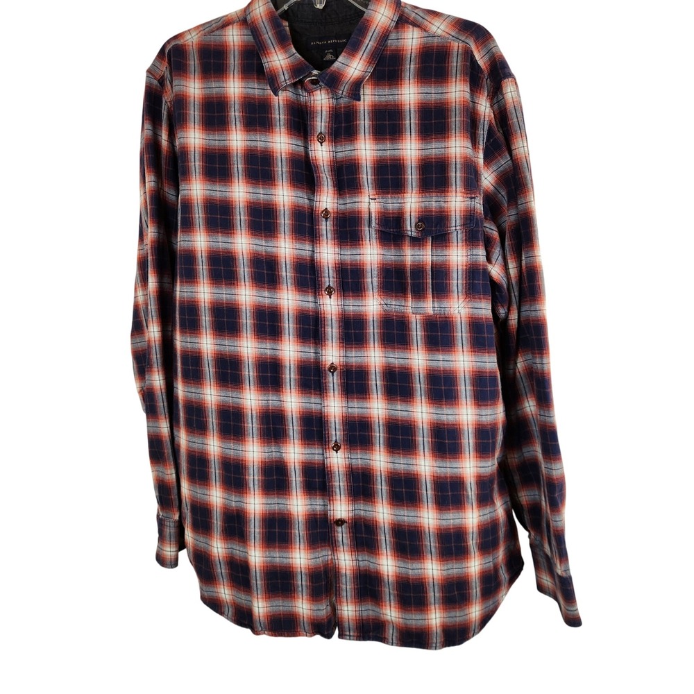 Banana Republic Mens Flannel Plaid Button Down Shirt Long Sleeve XL